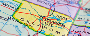 Map of Oklahoma in yellow
